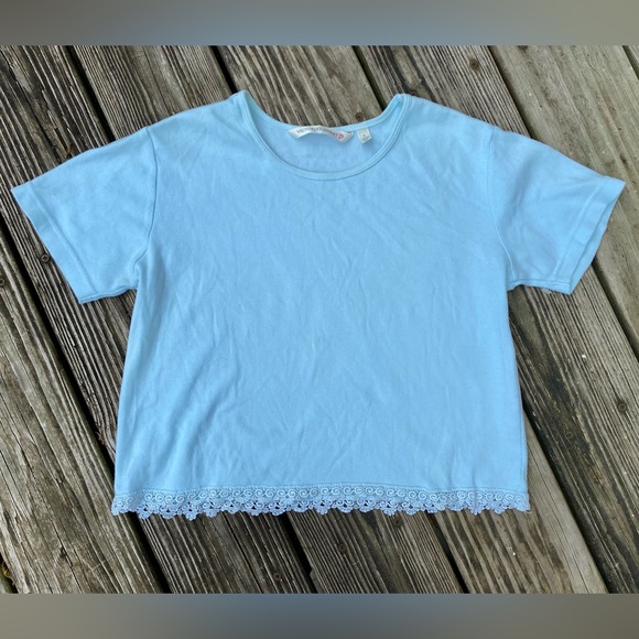 2000 Y2K Mint Green/Light Blue Heart Logo Victorias Secret Cropped Tshirt - Picture 6 of 16